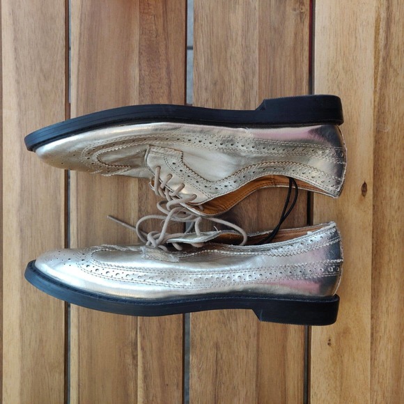 BDG Women's Shoes Oxford Lace Up Gold Size 8 Lace-up Metallic New - Picture 5 of 7